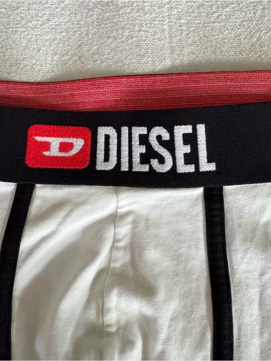 Diesel White Boxer Briefs with Black Waistband and Red Logo size L - Picture 2 of 4